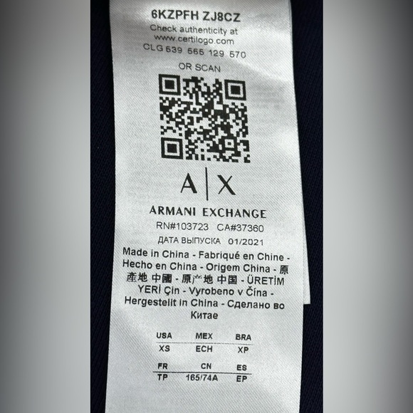 Armani Exchange Black, Grey, Blue,White Pants 

Style: 6KZPFH ZJ8CZ
 2207 - Picture 5 of 5